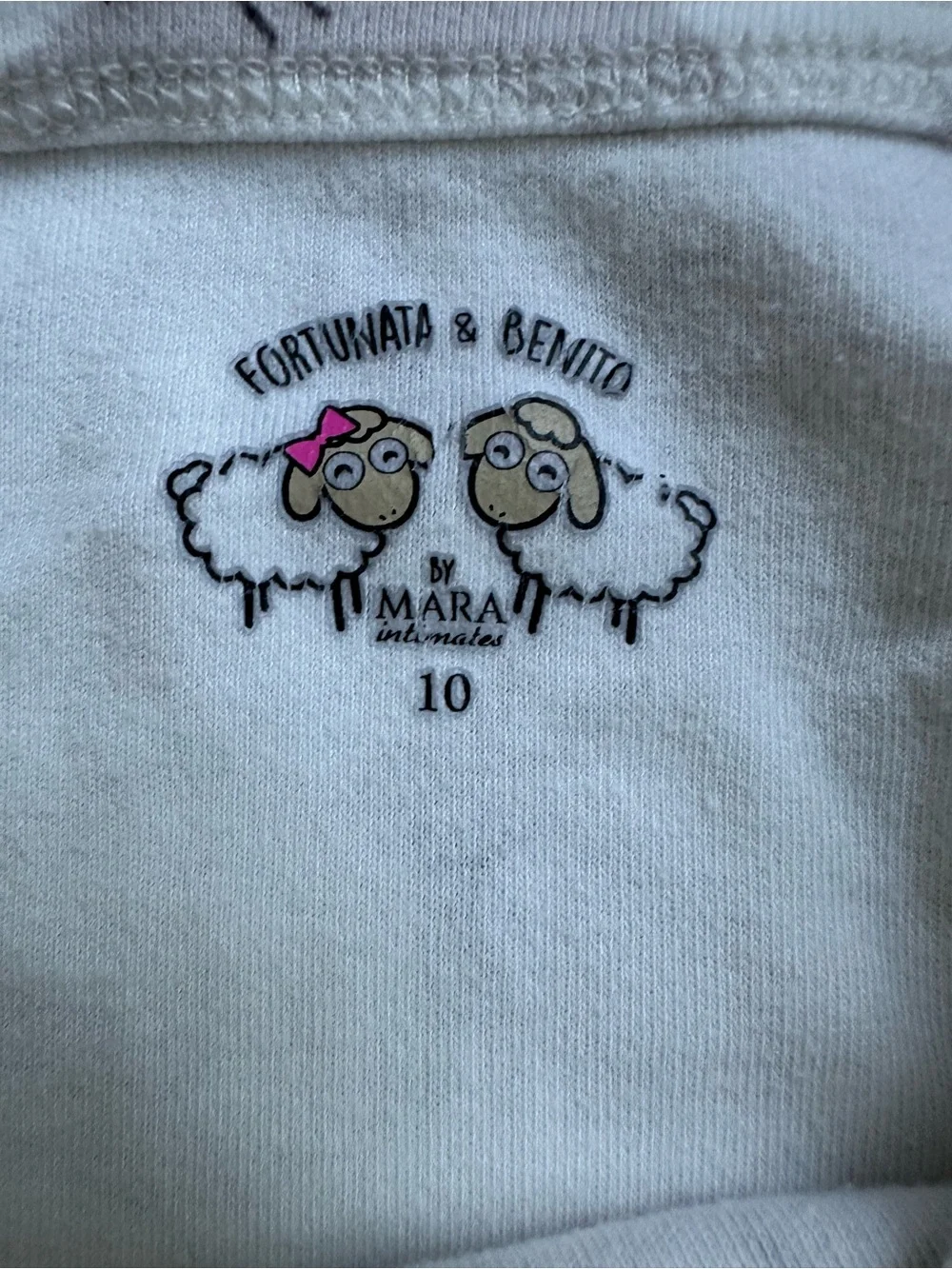 Fortunata & Benito Long-Sleeve Ruffle Hem Nightgown Cream with Bunny Print 10